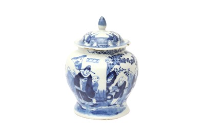 Lot 551 - A CHINESE BLUE AND WHITE VASE AND COVER