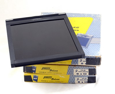 Lot 1277 - Group of Six Fidelity 10" x 8" Double Dark Slides & Three Film Hangers.