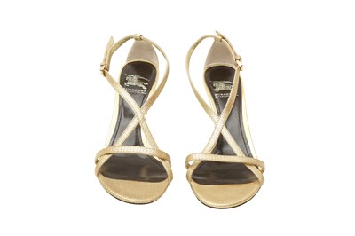Lot 32 - Burberry Prorsum Gold Strappy Heeled Sandal - Size 36