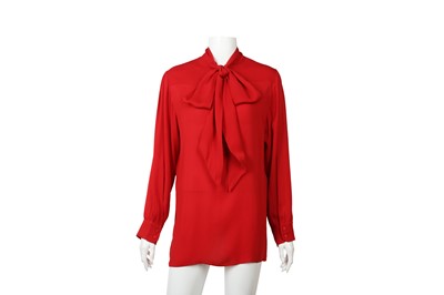 Lot 33 - Gucci Red Silk Pussy Bow Blouse - Size 46