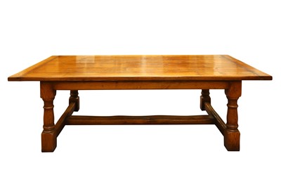 Lot 398 - A CONTEMPORARY 17TH CENTURY STYLE OAK REFECTORY DINING TABLE