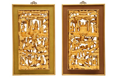 Lot 287 - TWO CHINESE GILTWOOD PANELS