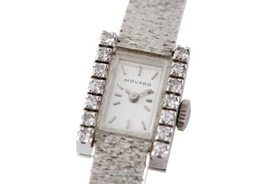 Lot 78 - MOVADO. A LADIES DIAMOND WRISTWATCH