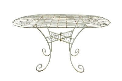 Lot 443 - A FRENCH WHITE PAINTED WIREWORK IRON GARDEN TABLE