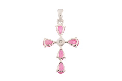 Lot 172 - A RUBY AND DIAMOND CROSS PENDANT