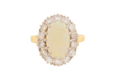 Lot 194 - AN OPAL AND DIAMOND CLUSTER RING