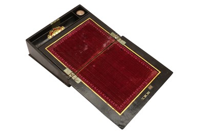 Lot 100 - AN ENGLISH PAPIER MACHE WRITING SLOPE