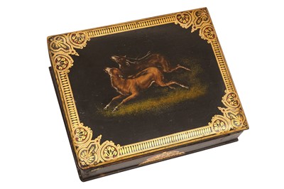 Lot 100 - AN ENGLISH PAPIER MACHE WRITING SLOPE