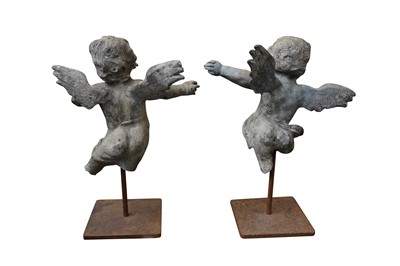 Lot 20 - A PAIR OF LEAD FIGURES OF PUTTI