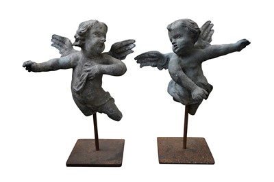 Lot 20 - A PAIR OF LEAD FIGURES OF PUTTI