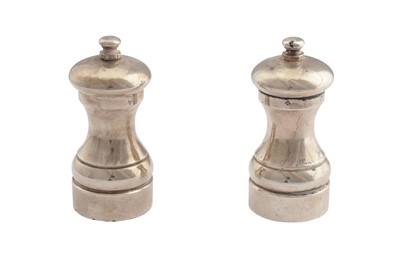 Lot 61 - A pair of Elizabeth II sterling silver salt and pepper grinders, London 2004 by M C Hersey and Sons