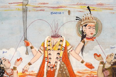 Lot 148 - TWO ILLUSTRATIONS FROM A DEVI BHAGAVATA PURANA SERIES: CHHINNAMASTA AND TARA