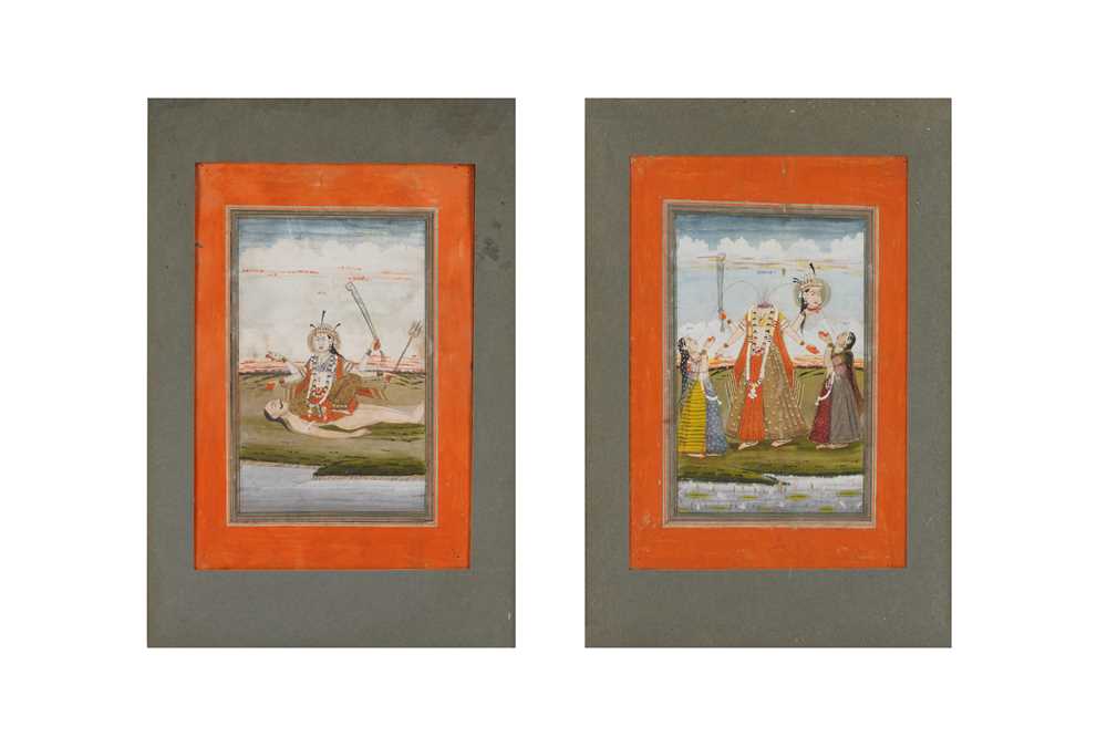 Lot 148 - TWO ILLUSTRATIONS FROM A DEVI BHAGAVATA PURANA SERIES: CHHINNAMASTA AND TARA