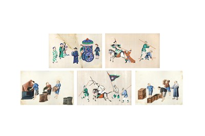 Lot 726 - FIVE CHINESE PITH PAPER PAINTINGS
