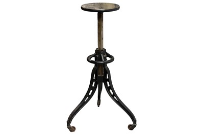 Lot 403 - A VICTORIAN BLACK PAINTED CAST IRON ADJUSTABLE SCULPTURE STAND