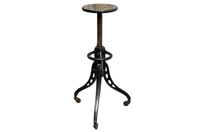 Lot 403 - A VICTORIAN BLACK PAINTED CAST IRON ADJUSTABLE SCULPTURE STAND