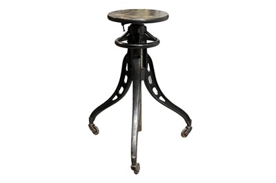 Lot 403 - A VICTORIAN BLACK PAINTED CAST IRON ADJUSTABLE SCULPTURE STAND