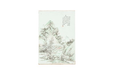 Lot 796 - A CHINESE FAMILLE-ROSE 'LANDSCAPE' PLAQUE