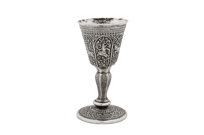 Lot 115 - A late 19th century Burmese unmarked silver small goblet, Shan States circa 1880