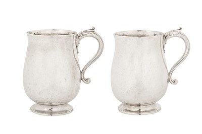 Lot 398 - A pair of George III Irish sterling silver pint mugs, Dublin 1803 by John Stoyte
