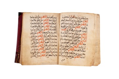 Lot 382 - AN ILLUMINATED MAGHRIBI MANUSCRIPT WITH PRAYERS AND QURANIC VERSES