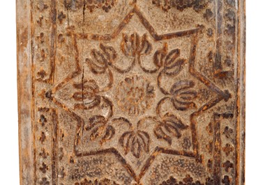 Lot 280 - TWO CARVED WOODEN DOOR PANELS WITH FLORAL AND STELLAR MOTIFS