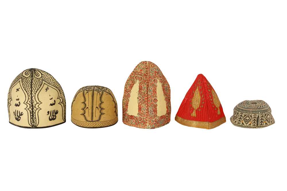 Lot 297 - FIVE TRADITIONAL IRANIAN HATS