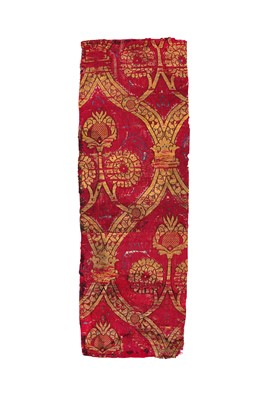 Lot 400 - A PANEL OF BROCADED SILK WITH CARNATIONS AND POMEGRANATES