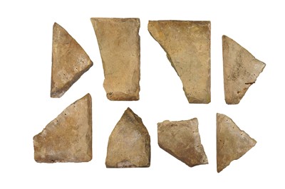 Lot 288 - EIGHT FRAGMENTS OF SAFAVID CUERDA SECA POTTERY TILES