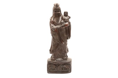 Lot 288 - A CHINESE CARVED HARDWOOD FIGURE, 20TH CENTURY