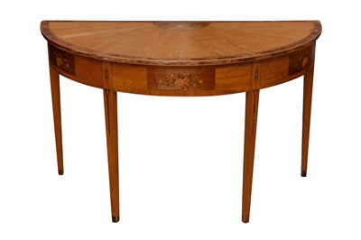 Lot 423 - A PAIR OF DEMI LUNE TABLES