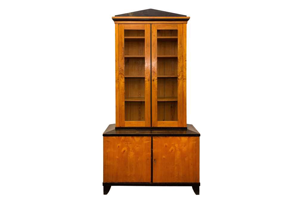 Lot 402 - A BIEDERMEIER-STYLE EBONY AND WALNUT BOOKCASE