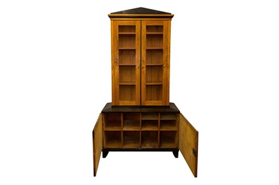 Lot 402 - A BIEDERMEIER-STYLE EBONY AND WALNUT BOOKCASE