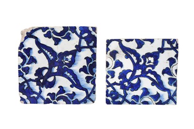 Lot 393 - TWO OTTOMAN BLUE AND WHITE 'DOME OF THE ROCK' POTTERY TILES