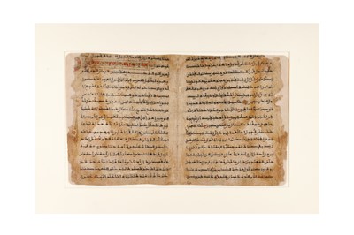 Lot 362 - A LARGE LOOSE KUFIC QUR’AN BIFOLIO