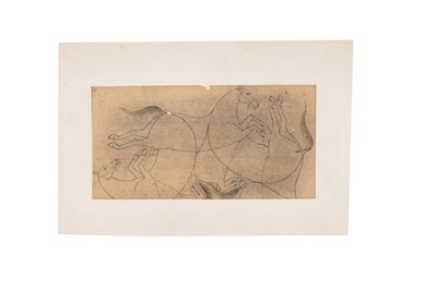 Lot 242 - A PREPARATORY STENCIL SKETCH WITH OVERLAPPING HORSE DESIGN