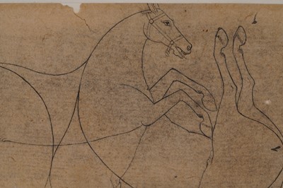 Lot 242 - A PREPARATORY STENCIL SKETCH WITH OVERLAPPING HORSE DESIGN