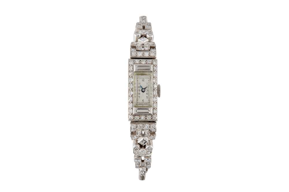 Lot 82 - AN ART DECO DIAMOND COCKTAIL WATCH