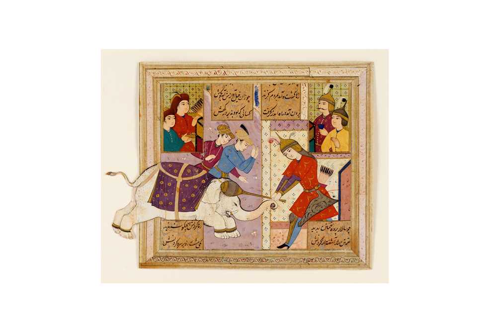 Lot 322 - A LOOSE ILLUSTRATED FOLIO OF FIRDAWSI (D.1025)'S SHAHNAMA