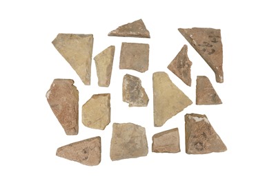 Lot 289 - FIFTEEN FRAGMENTS OF SAFAVID CUERDA SECA POTTERY TILES
