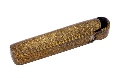 Lot 231 - A LACQUERED AND GILT PAPIER-MÂCHÉ KASHMIRI PEN CASE