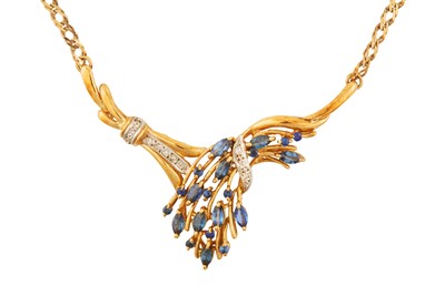 Lot 92 - A SAPPHIRE AND DIAMOND NECKLACE