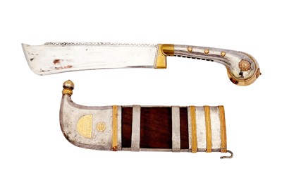 Lot 218 - λ A COMMEMORATIVE SILVER AND GOLD-MOUNTED PICHANGATTI DAGGER AND ITS SHEATH