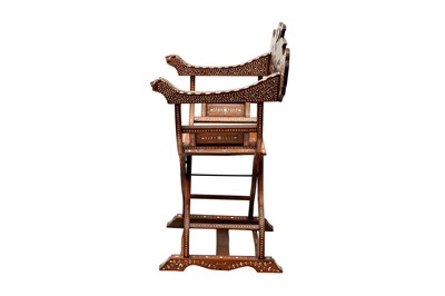 Lot 212 - λ A HARDWOOD ANGLO-INDIAN IVORY AND EBONY-INLAID ARMCHAIR
