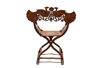 Lot 212 - λ A HARDWOOD ANGLO-INDIAN IVORY AND EBONY-INLAID ARMCHAIR