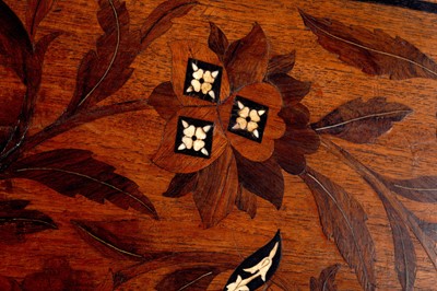 Lot 234 - λ AN IVORY-INLAID HARDWOOD FURNITURE PANEL WITH BOLD NASTA'LIQ CALLIGRAPHY