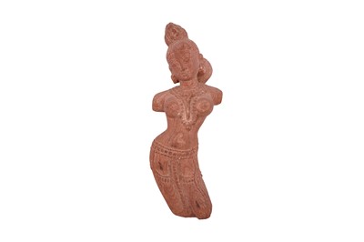Lot 104 - A CARVED RED SANDSTONE FEMALE BUST