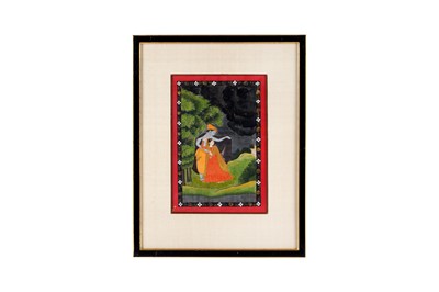 Lot 126 - KRISHNA SHELTERING HIS BELOVED RADHA FROM A STORM APPROACHING