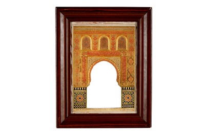 Lot 423 - A GILT AND POLYCHROME-PAINTED PLASTER RELIEF PLAQUE OF A MIHRAB NICHE IN THE ALHAMBRA PALACE