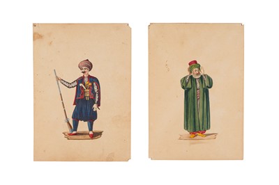 Lot 427 - FIVE GOUACHE STUDIES OF OTTOMAN FIGURES AND THEIR COSTUMES